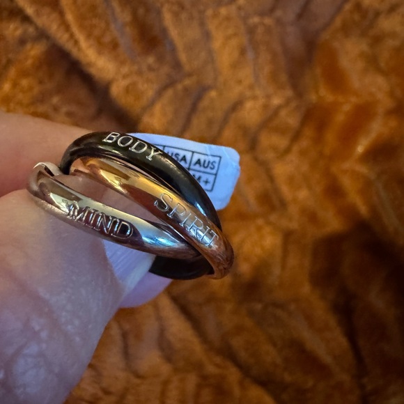 inori Jewelry - NWT Inori Stainless Steel Tri Colored Black Women's Ring - Body, Mind, Spirit